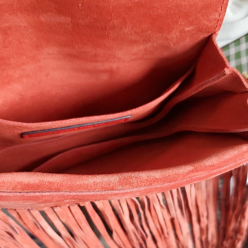 NWT J.W. Anderson Orange Suede Pierce Bag w/Fringe - Picture 10 of 15
